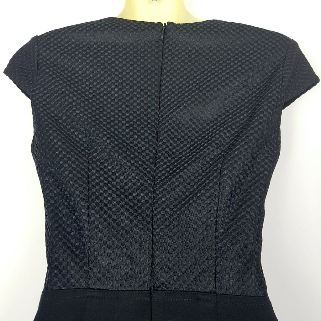 Forcast Little Black Dress Sheath Textured Pencil Cap Sleeve Work Business Party