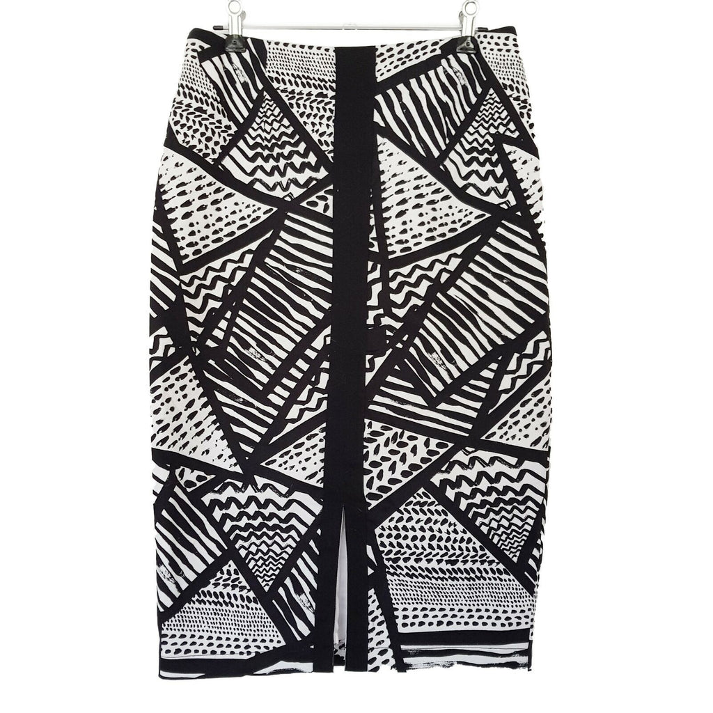 PORTMANS Work Party Pencil Skirt Black White Geometric Patterned Abstract Art
