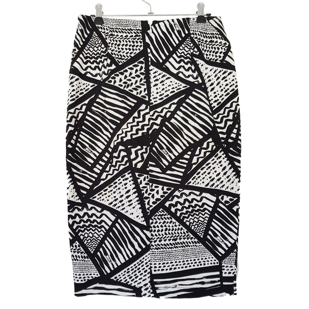 PORTMANS Work Party Pencil Skirt Black White Geometric Patterned Abstract Art
