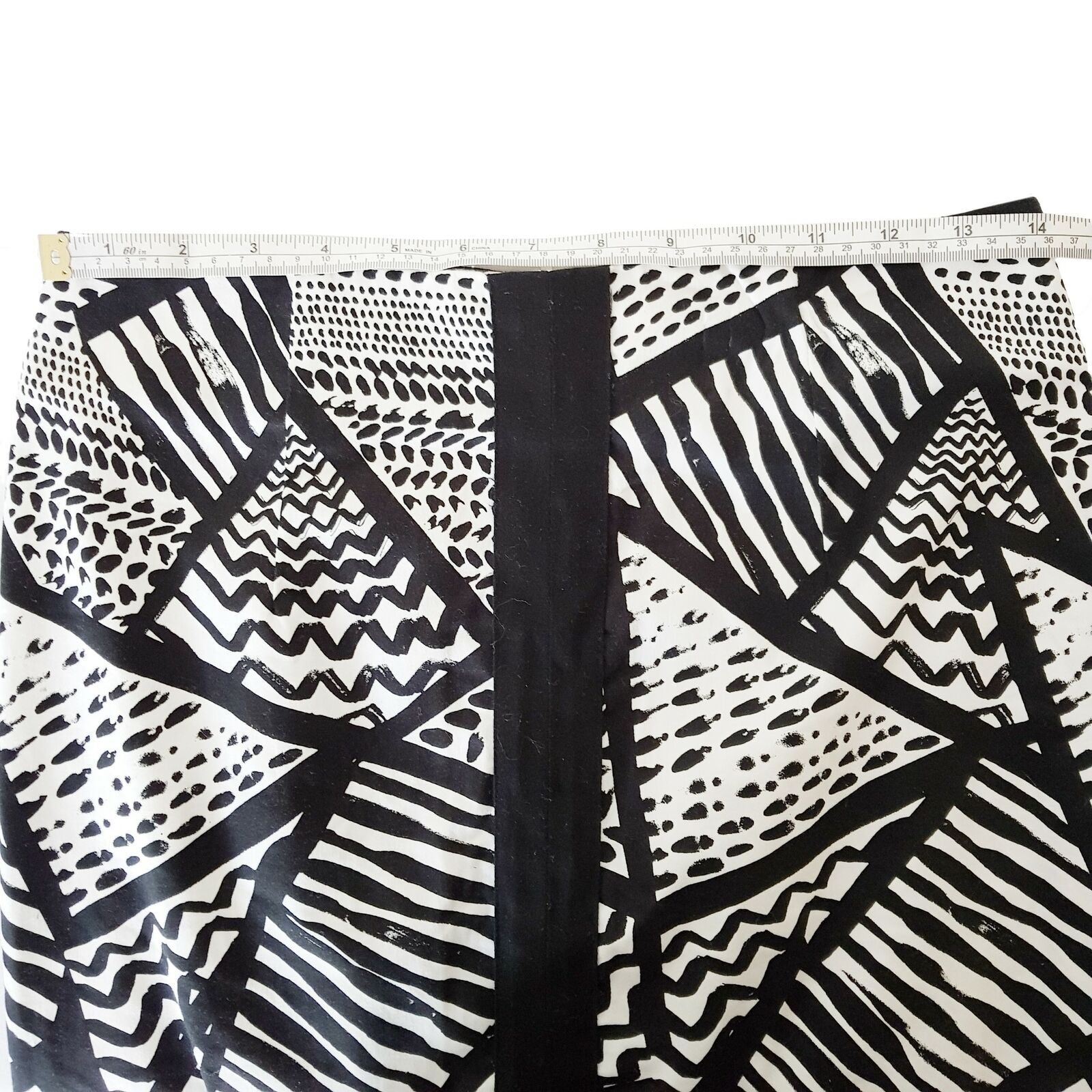 PORTMANS Work Party Pencil Skirt Black White Geometric Patterned Abstract Art