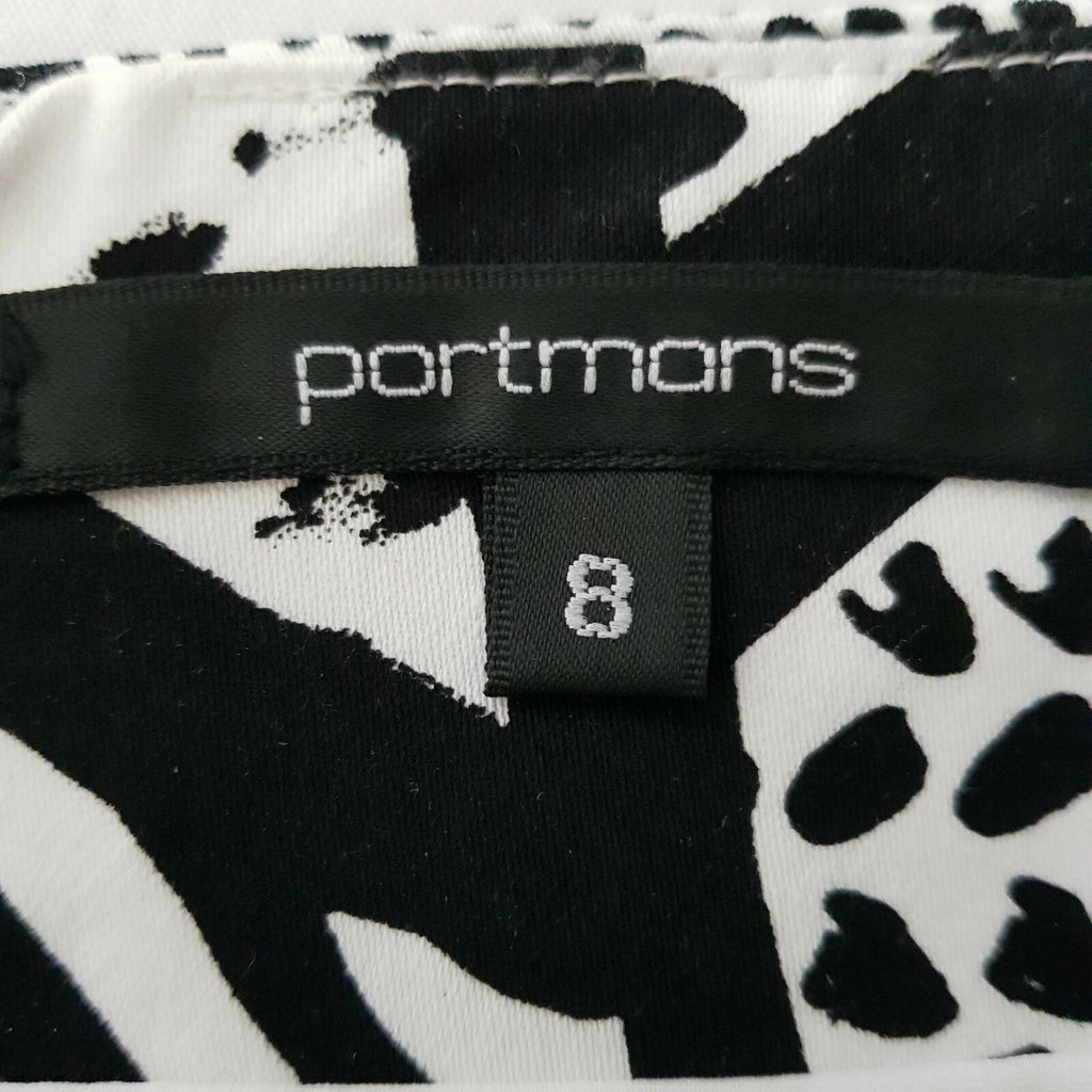 PORTMANS Work Party Pencil Skirt Black White Geometric Patterned Abstract Art
