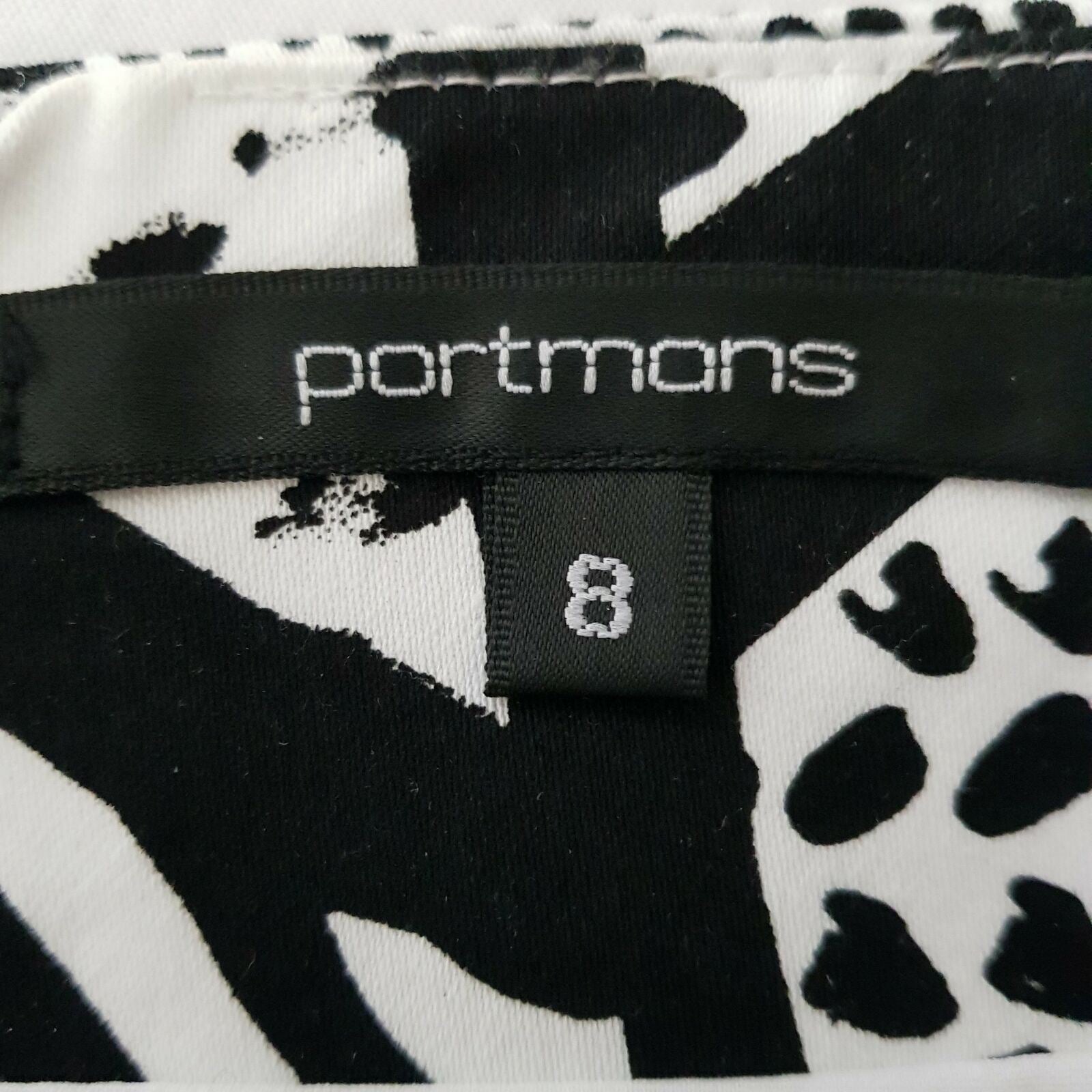 PORTMANS Work Party Pencil Skirt Black White Geometric Patterned Abstract Art