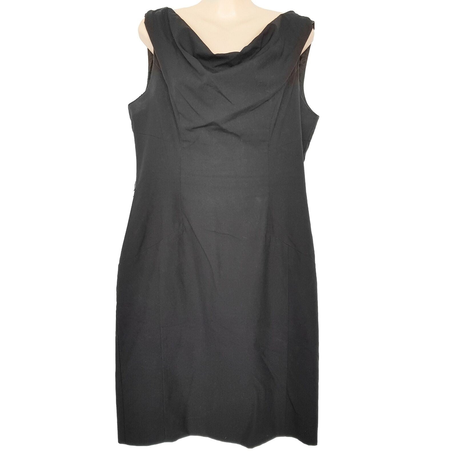 CUE Australia Little Black Dress Sleeveless Women's Sheath Cowl Neck Workwear