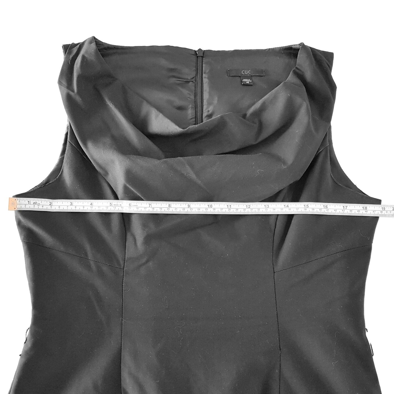 CUE Australia Little Black Dress Sleeveless Women's Sheath Cowl Neck Workwear