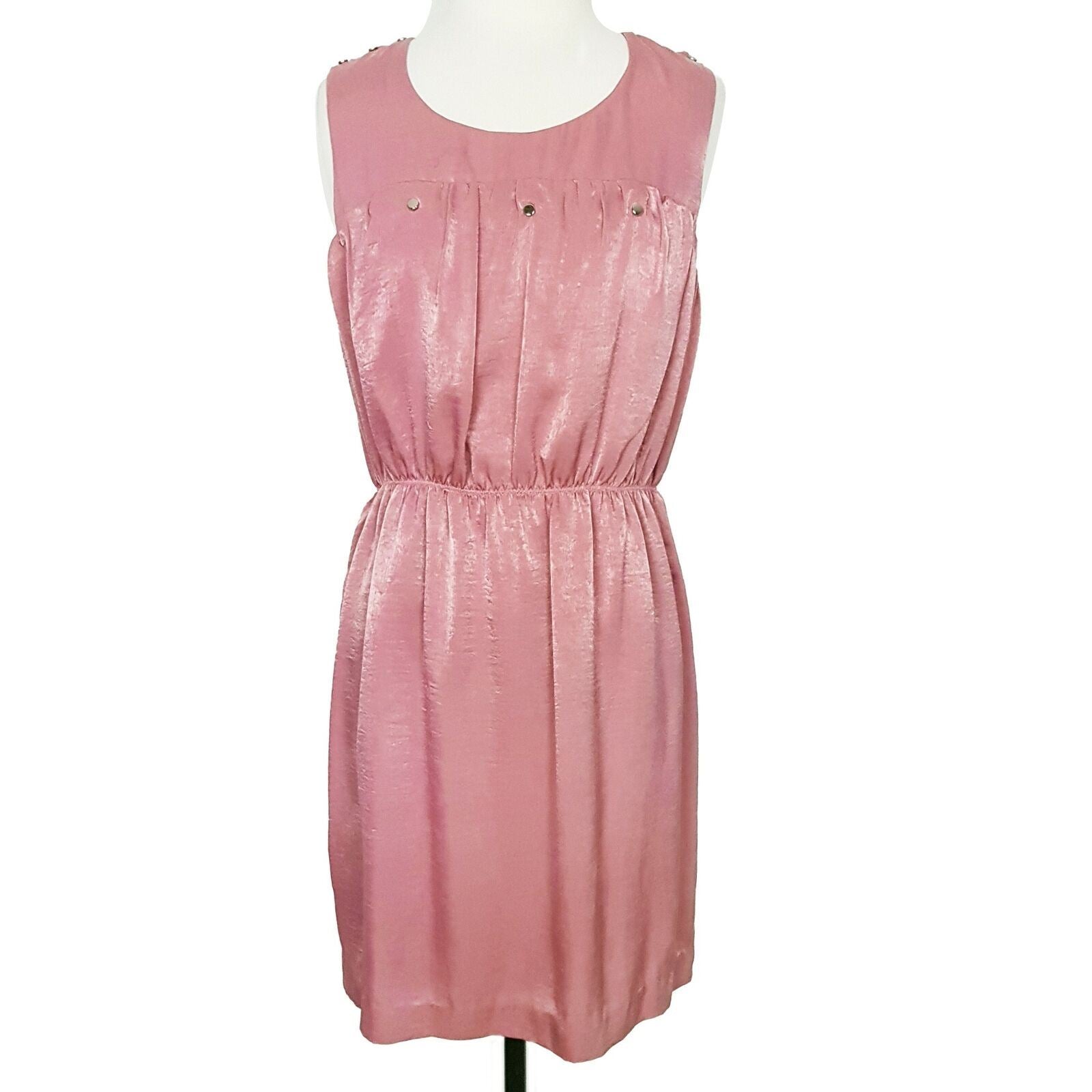 SMITH & MILES Australia Pink Satin Sleeveless Sheath Designer Dress Party Classy