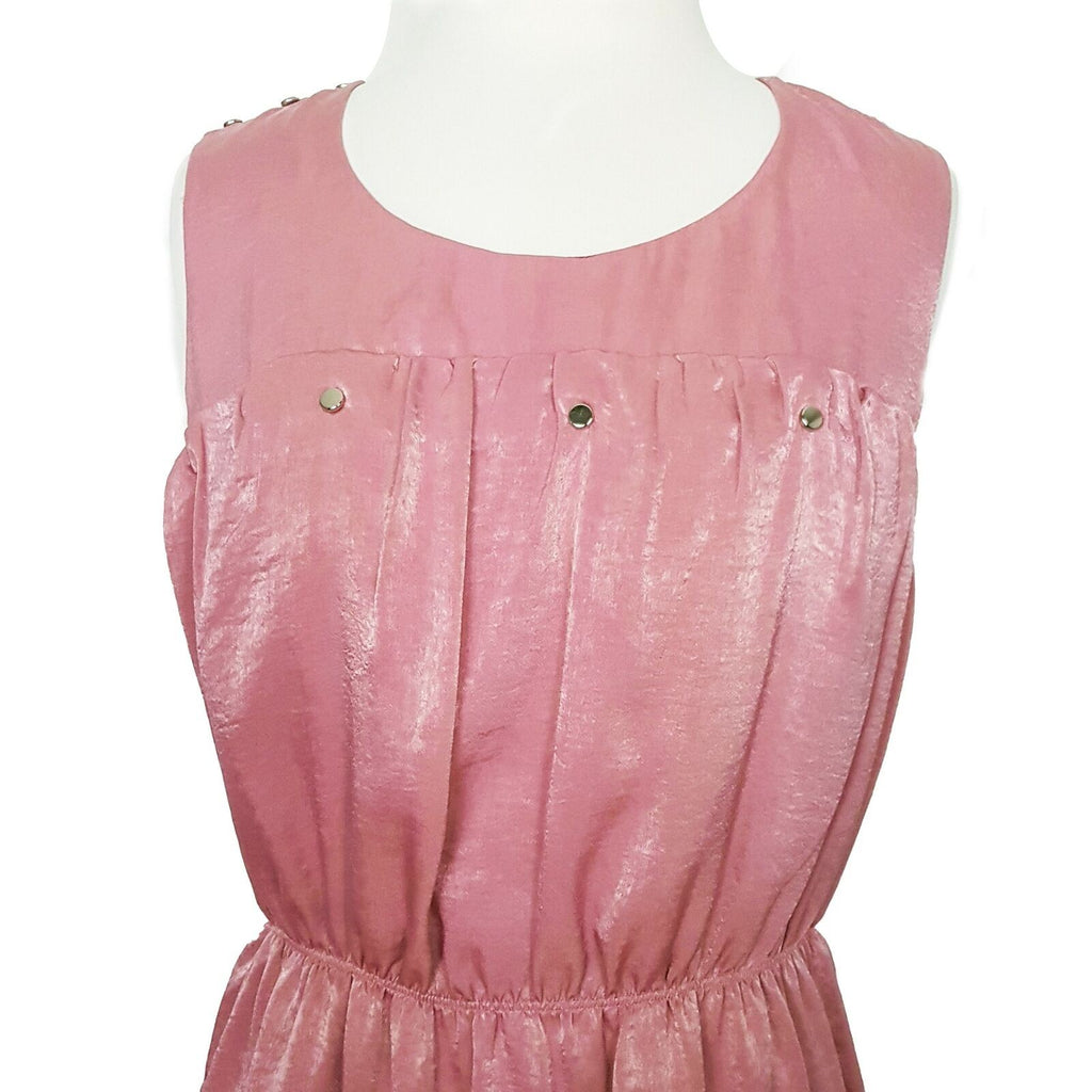 SMITH & MILES Australia Pink Satin Sleeveless Sheath Designer Dress Party Classy