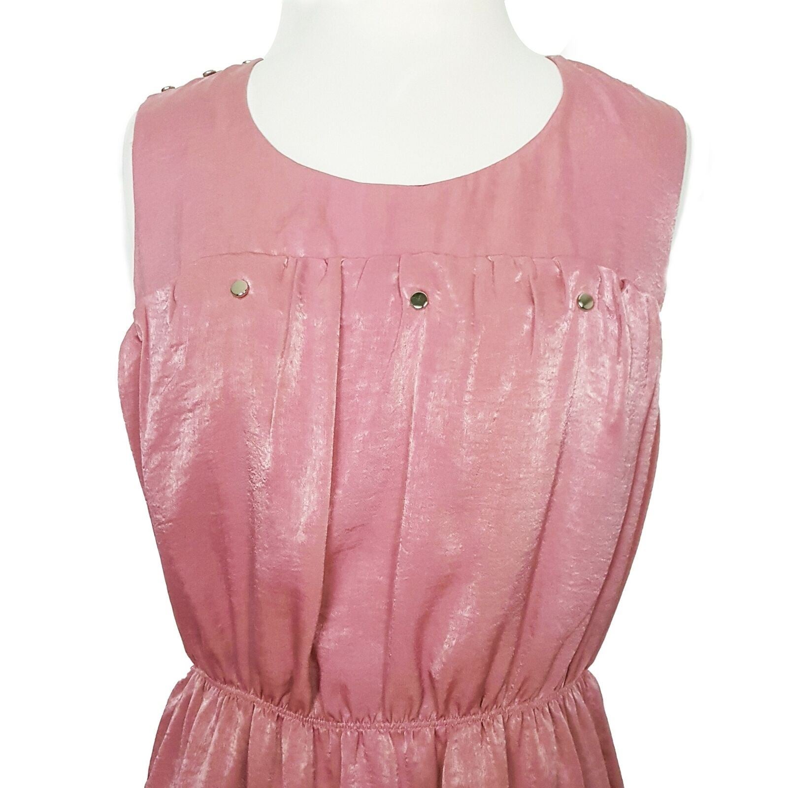 SMITH & MILES Australia Pink Satin Sleeveless Sheath Designer Dress Party Classy