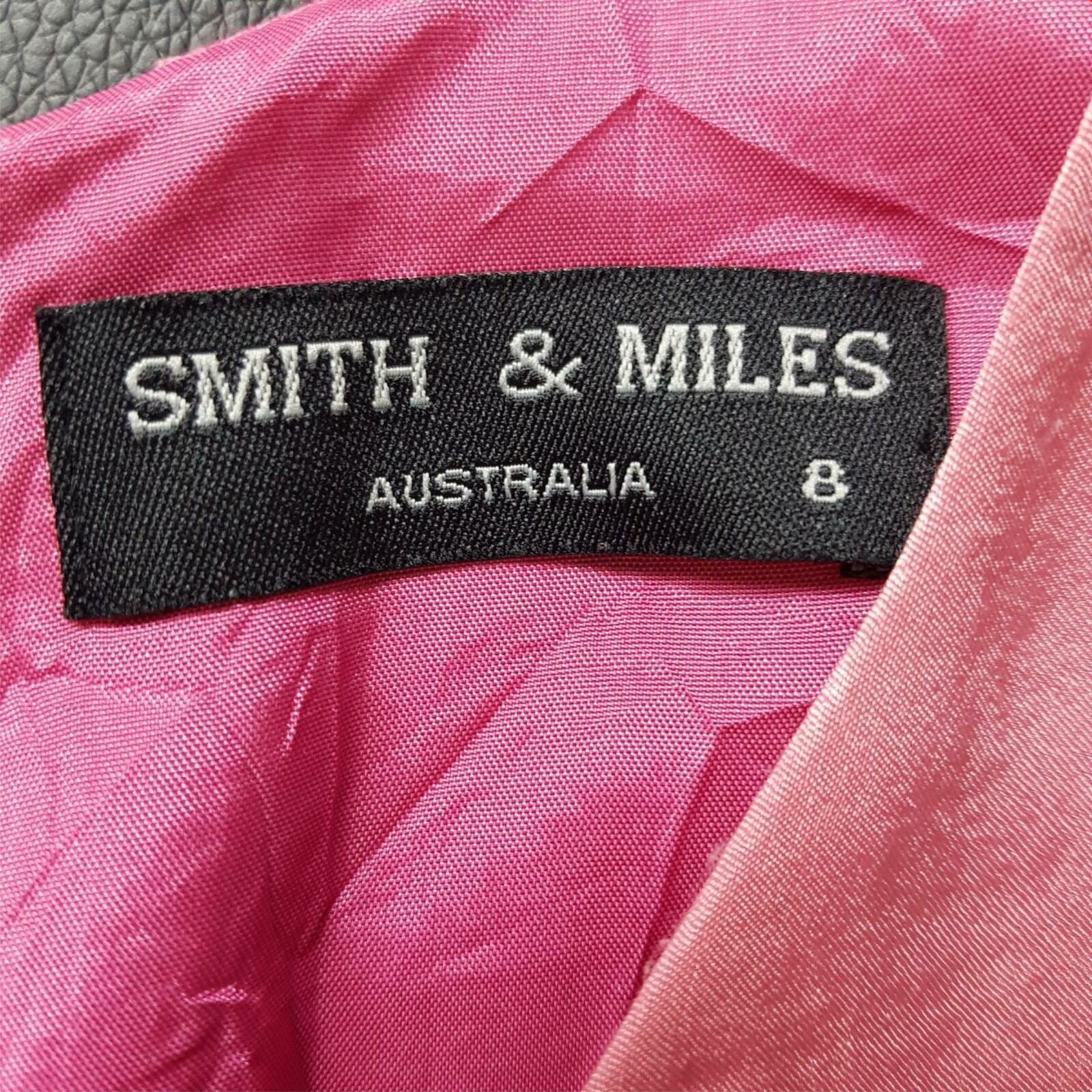 SMITH & MILES Australia Pink Satin Sleeveless Sheath Designer Dress Party Classy