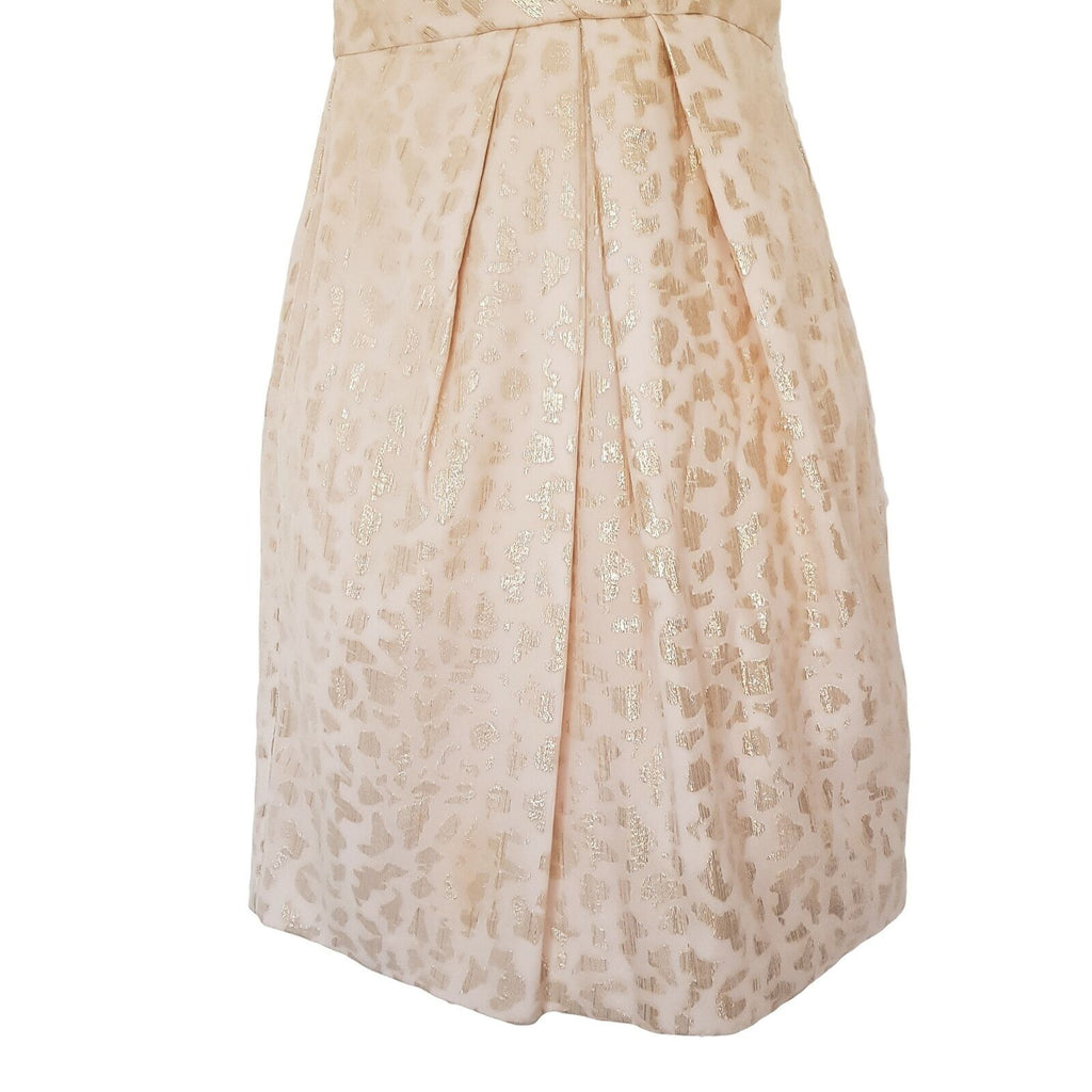 FOREVER NEW Pink Beige Metallic Gold Foil Strapless Cocktail Silk Dress