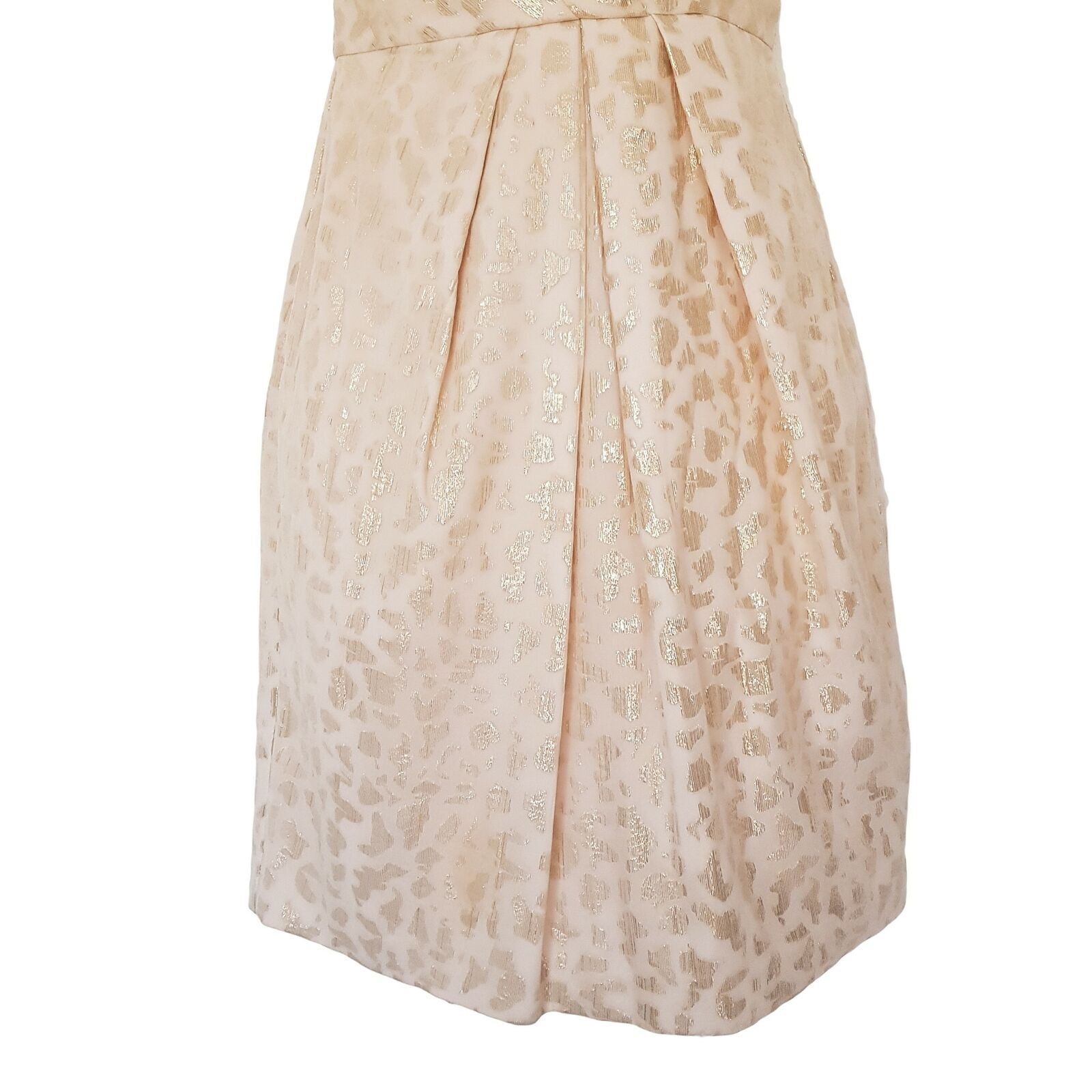 FOREVER NEW Pink Beige Metallic Gold Foil Strapless Cocktail Silk Dress