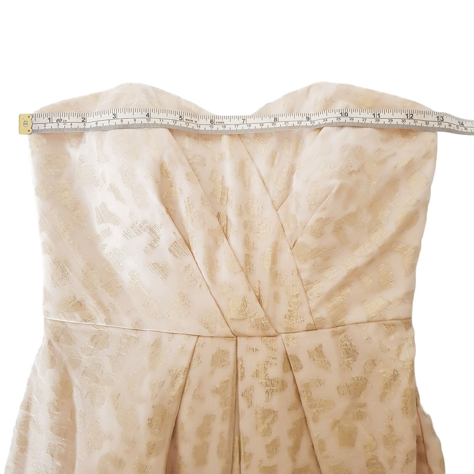 FOREVER NEW Pink Beige Metallic Gold Foil Strapless Cocktail Silk Dress