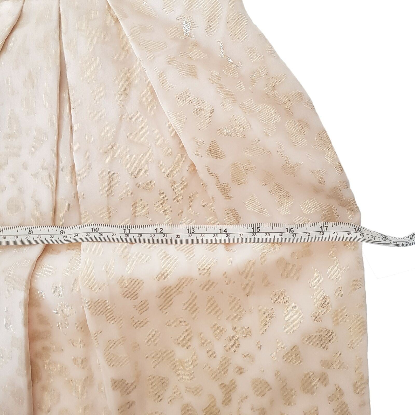 FOREVER NEW Pink Beige Metallic Gold Foil Strapless Cocktail Silk Dress