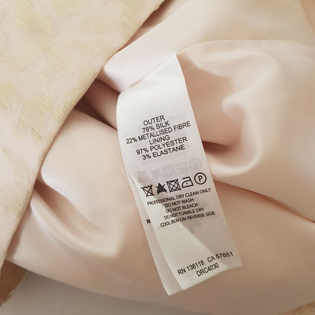 FOREVER NEW Pink Beige Metallic Gold Foil Strapless Cocktail Silk Dress