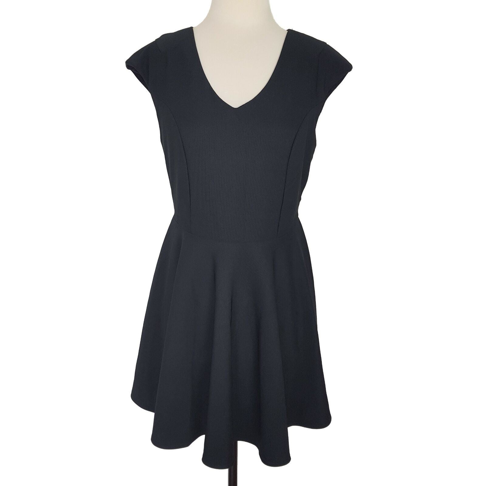 Vallergirl Navy Blue Fit & Flare A-Line Mini Dress Club Cocktail Party V-Neck