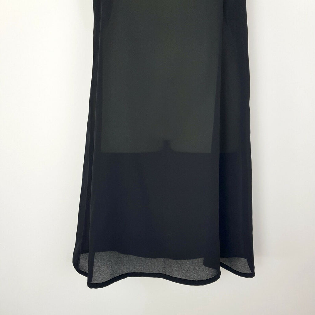 CUE Black Tank Slip Dress Spaghetti Strap Sheer Knee Length Lightweight Camisole