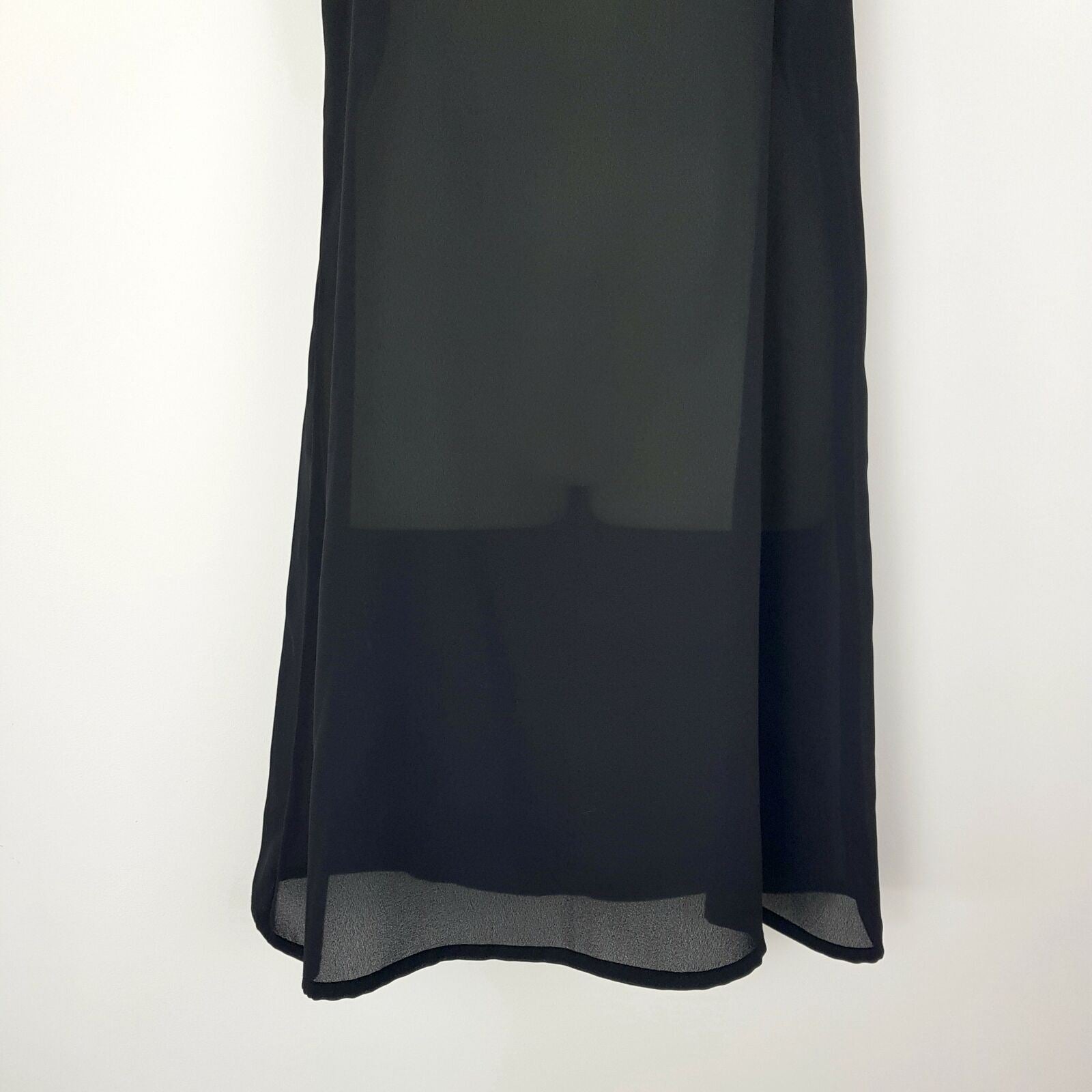 CUE Black Tank Slip Dress Spaghetti Strap Sheer Knee Length Lightweight Camisole