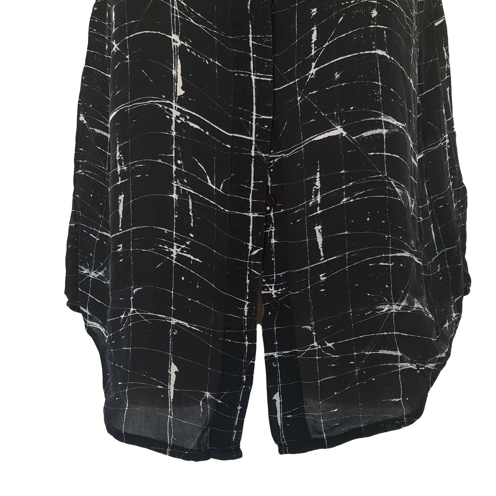 SABA Halter Neck Top Tunic Sleeveless Slit Soft Silk Geometric Blouse Casual
