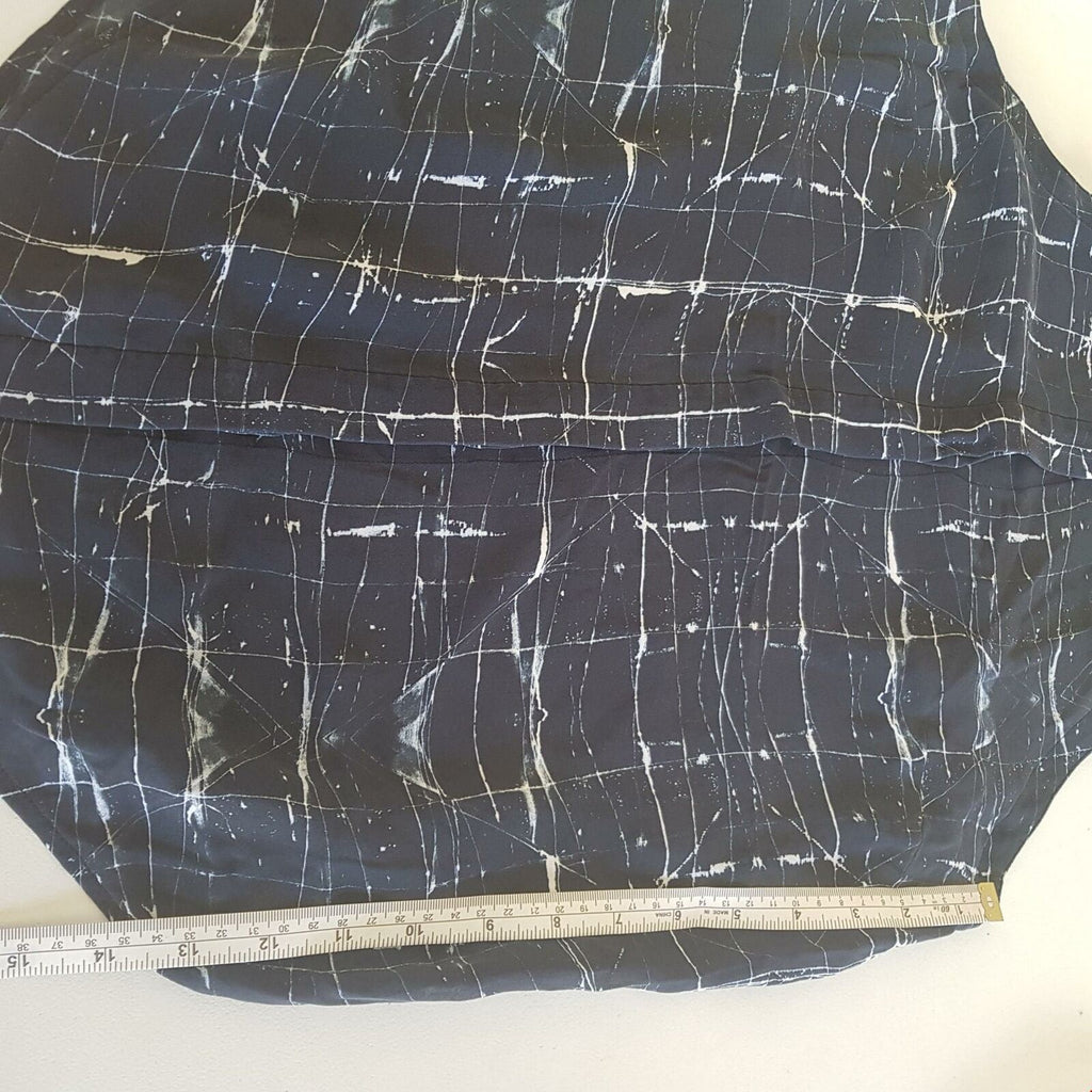 SABA Halter Neck Top Tunic Sleeveless Slit Soft Silk Geometric Blouse Casual