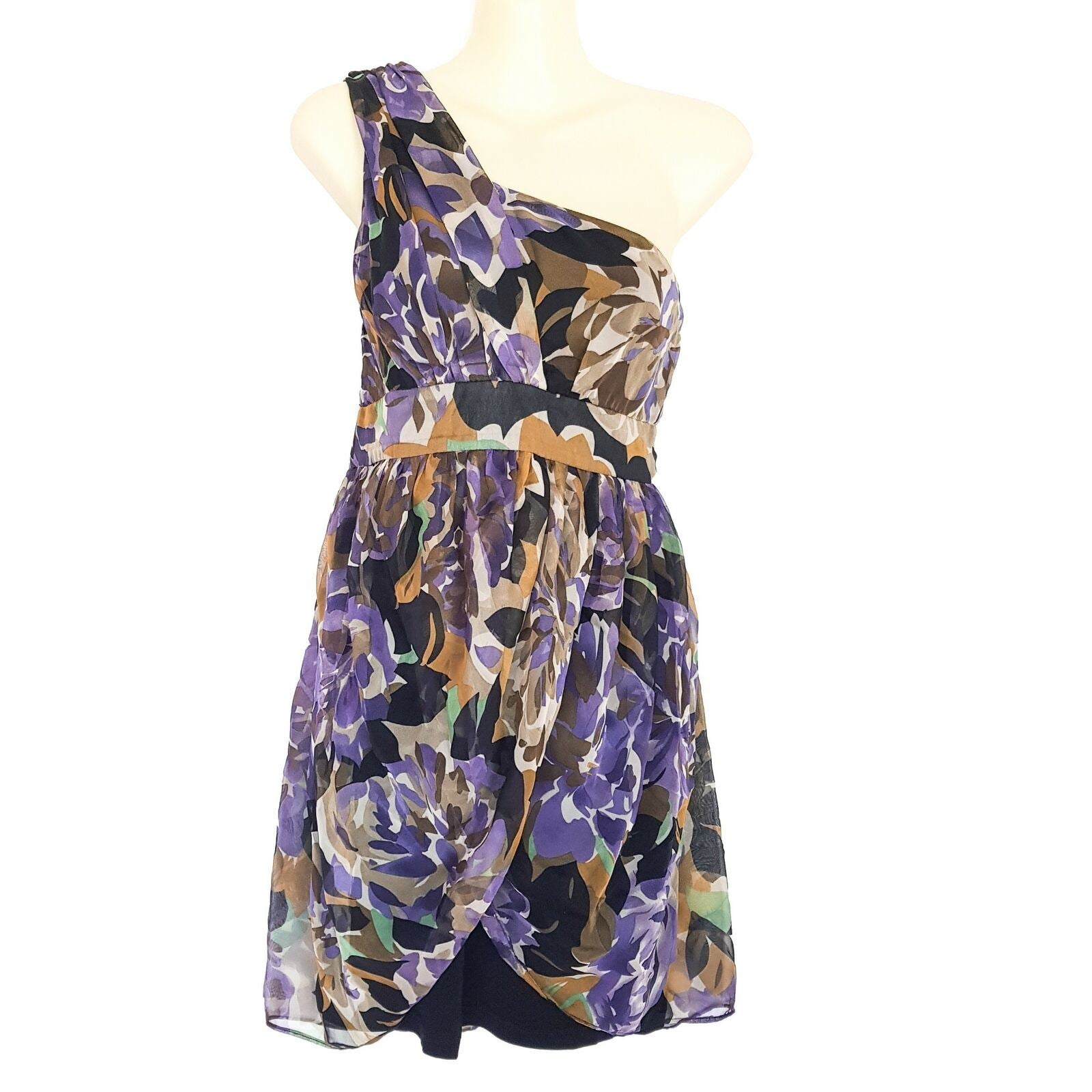 Forcast A-Line One Shoulder Sheath Tulip Dress Party Cocktail Floral Fit Flare S