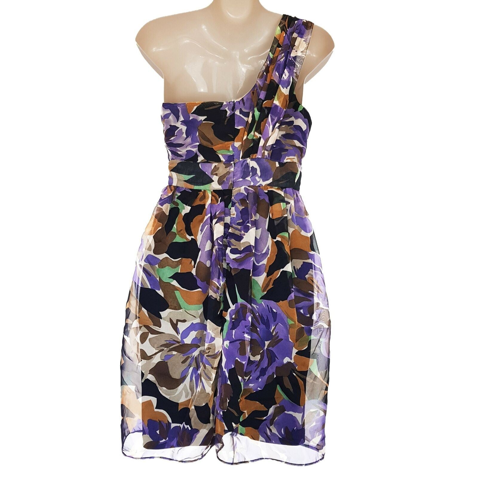 Forcast A-Line One Shoulder Sheath Tulip Dress Party Cocktail Floral Fit Flare S