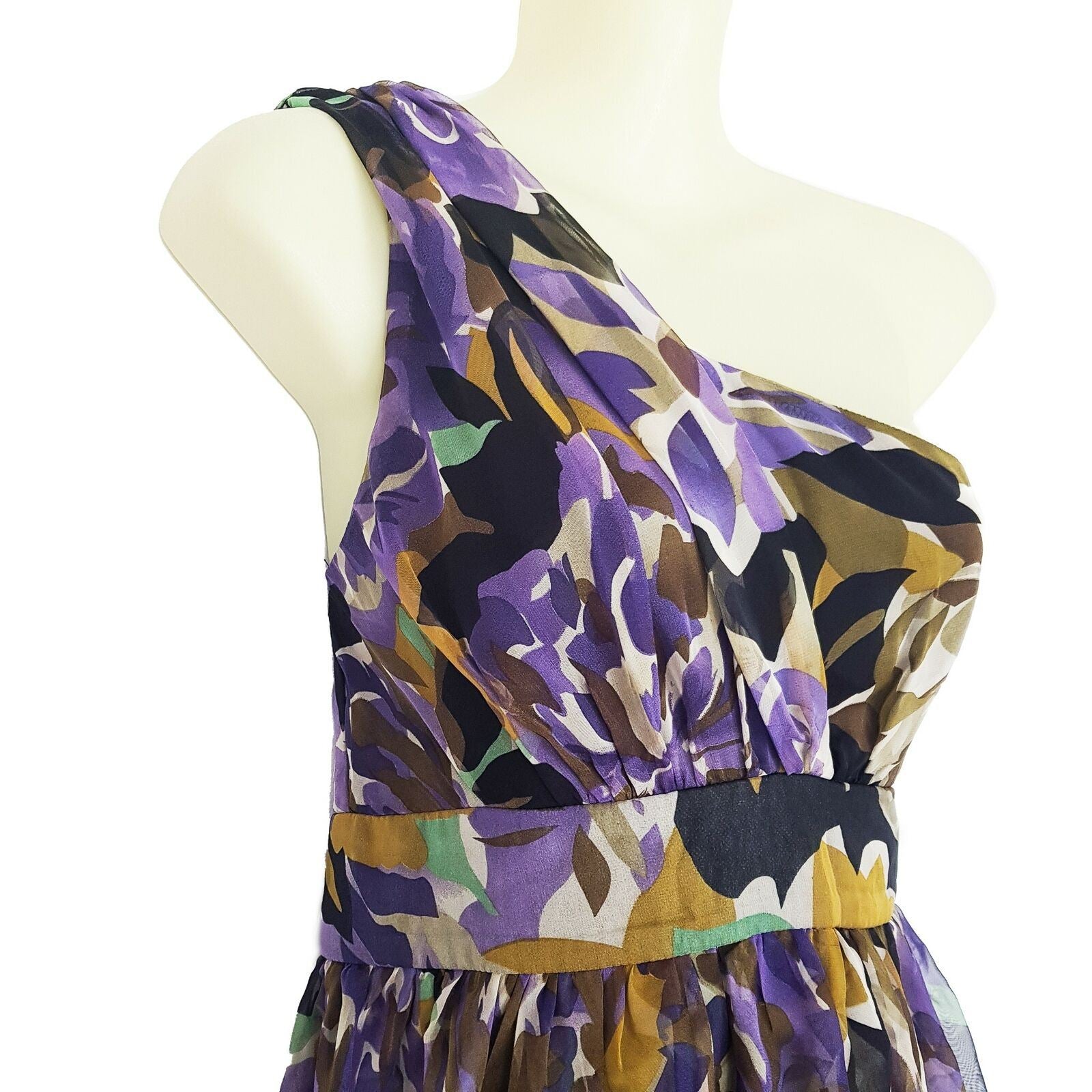 Forcast A-Line One Shoulder Sheath Tulip Dress Party Cocktail Floral Fit Flare S