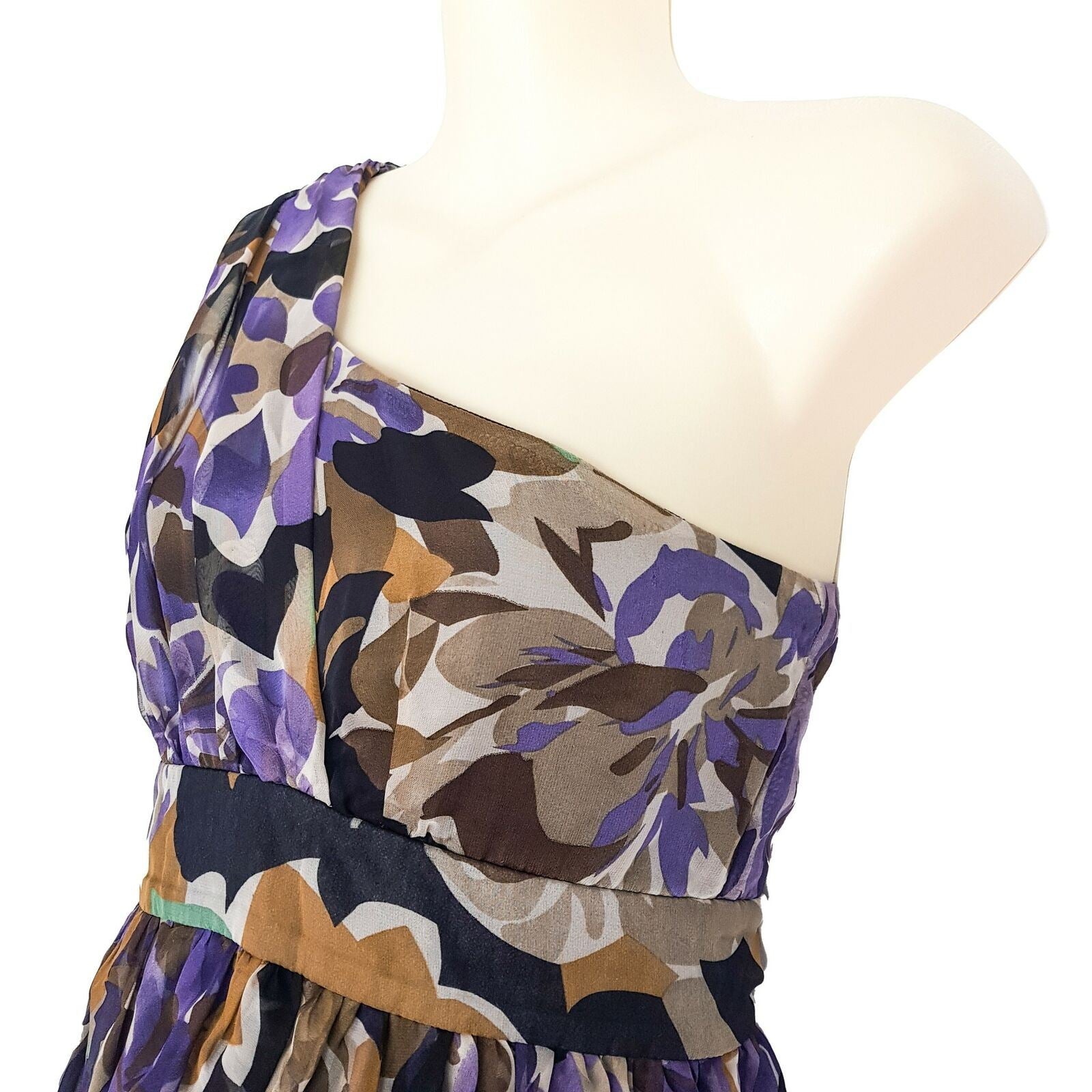 Forcast A-Line One Shoulder Sheath Tulip Dress Party Cocktail Floral Fit Flare S