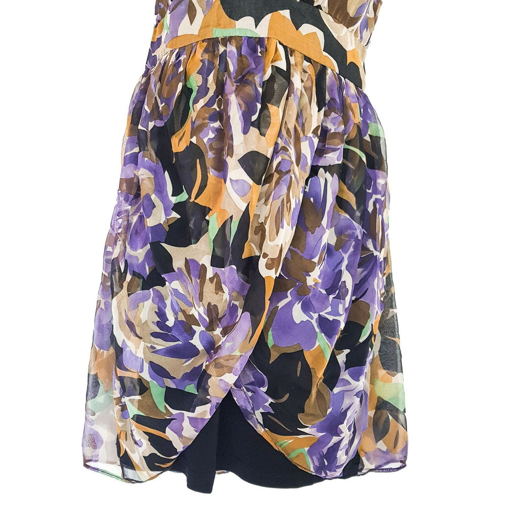 Forcast A-Line One Shoulder Sheath Tulip Dress Party Cocktail Floral Fit Flare S