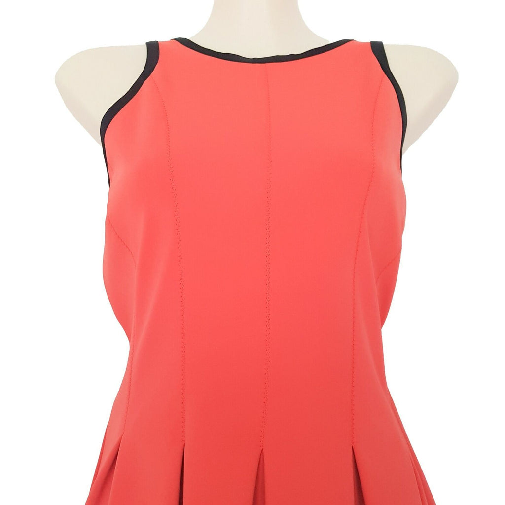 WITCHERY Orange Black A-Line Fit & Flare Pleated Women's Sleeveless Party Dress