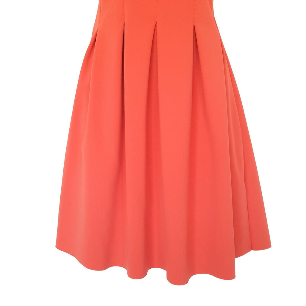 WITCHERY Orange Black A-Line Fit & Flare Pleated Women's Sleeveless Party Dress