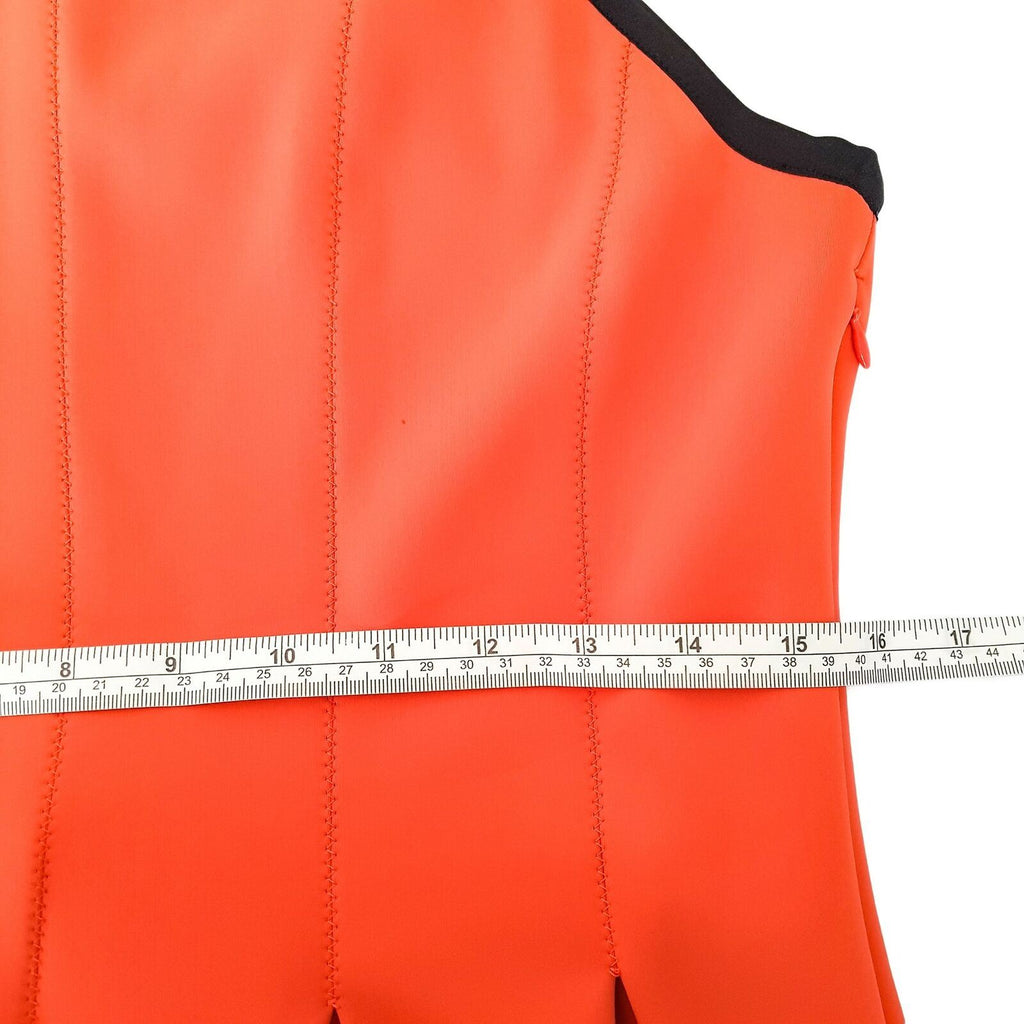 WITCHERY Orange Black A-Line Fit & Flare Pleated Women's Sleeveless Party Dress