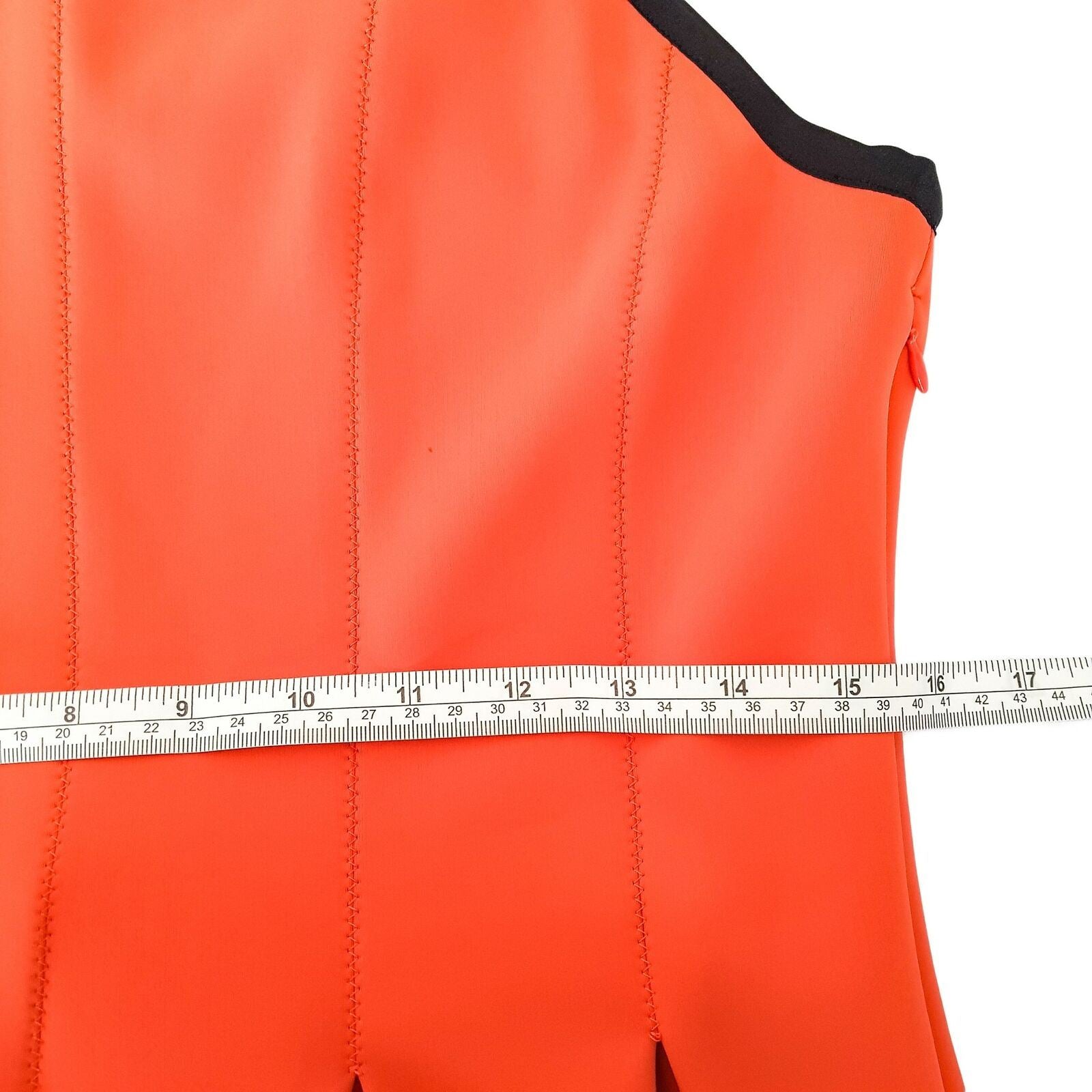 WITCHERY Orange Black A-Line Fit & Flare Pleated Women's Sleeveless Party Dress
