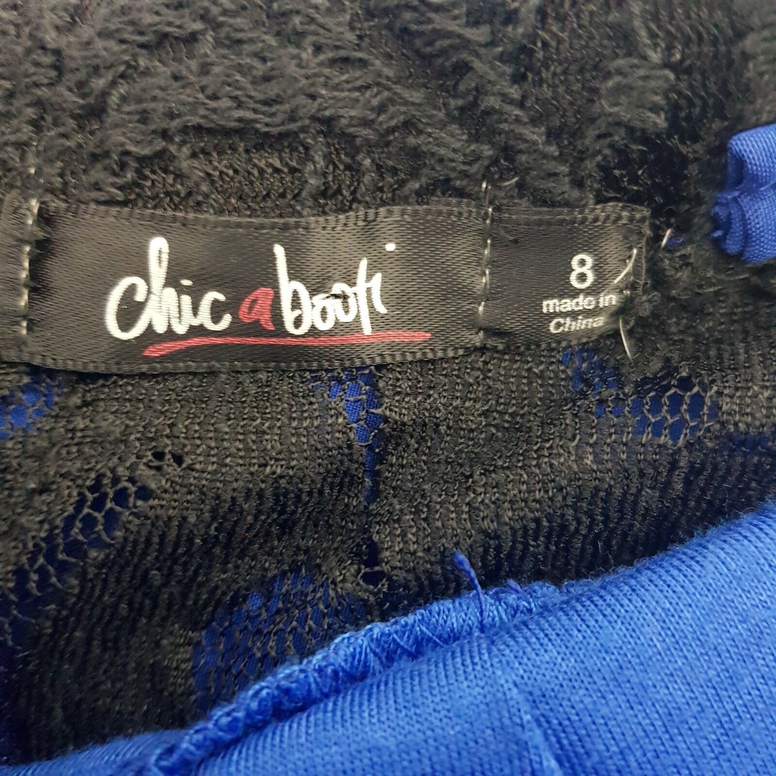 Chic A Booti Tube A-Line Strapless Dress Blue Black Fit Flare Lace Zipper Back 8