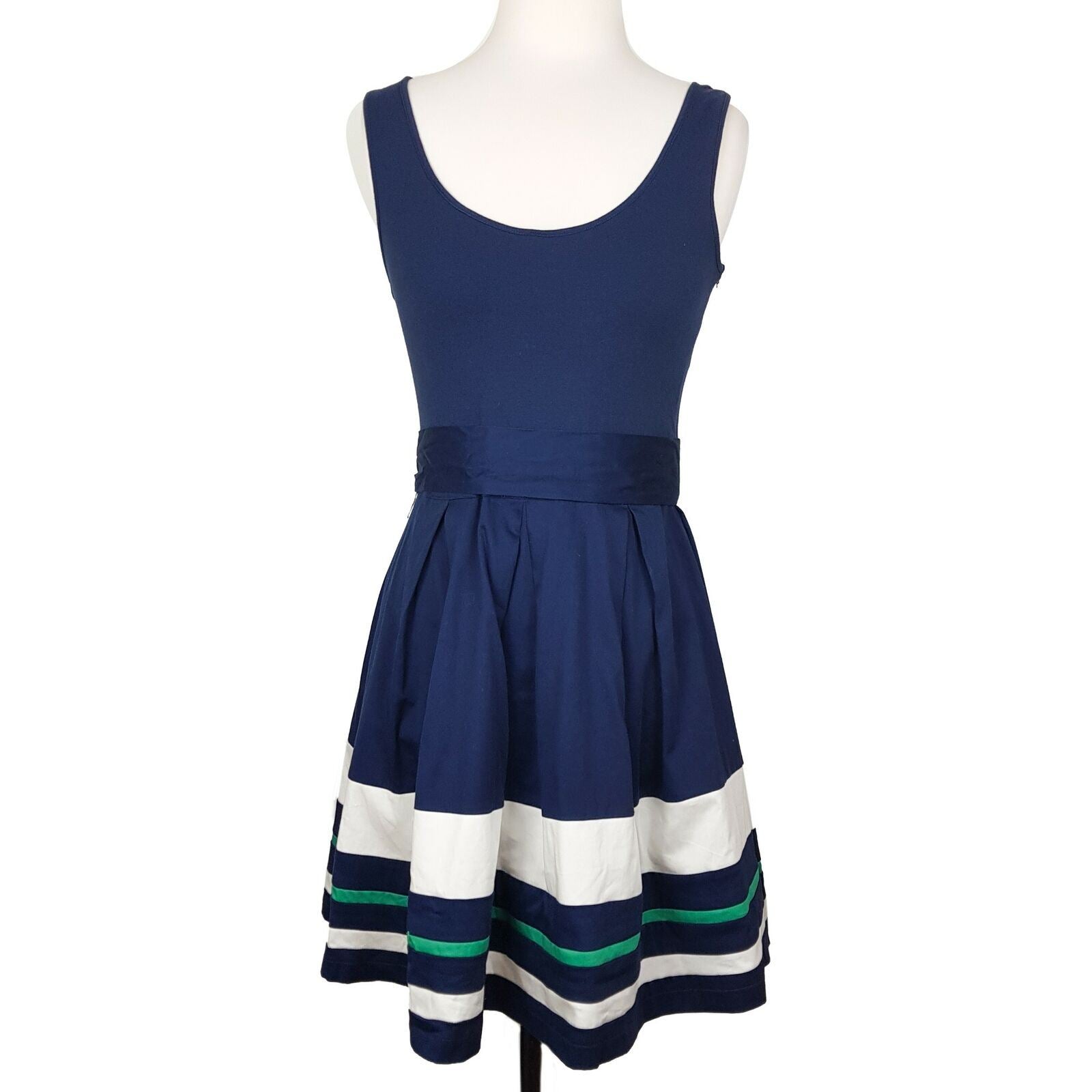 Forever New Mia Striped 2in1 Dress Navy Emerald Green White Knit Dresses A-Line
