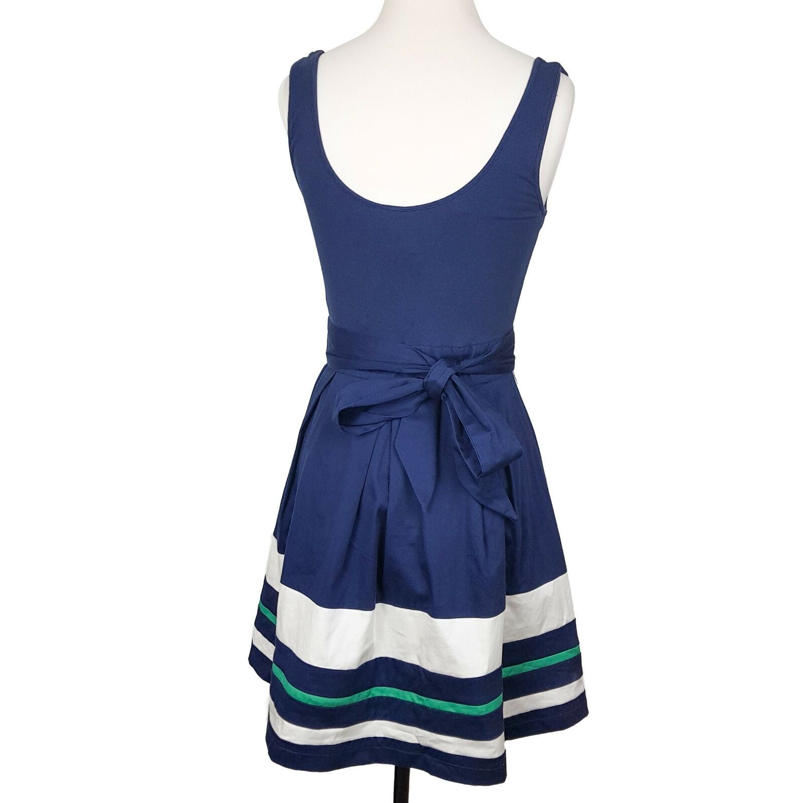 Forever New Mia Striped 2in1 Dress Navy Emerald Green White Knit Dresses A-Line