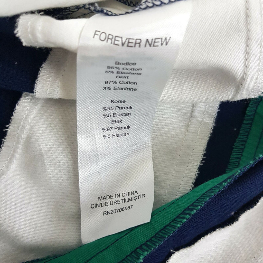 Forever New Mia Striped 2in1 Dress Navy Emerald Green White Knit Dresses A-Line