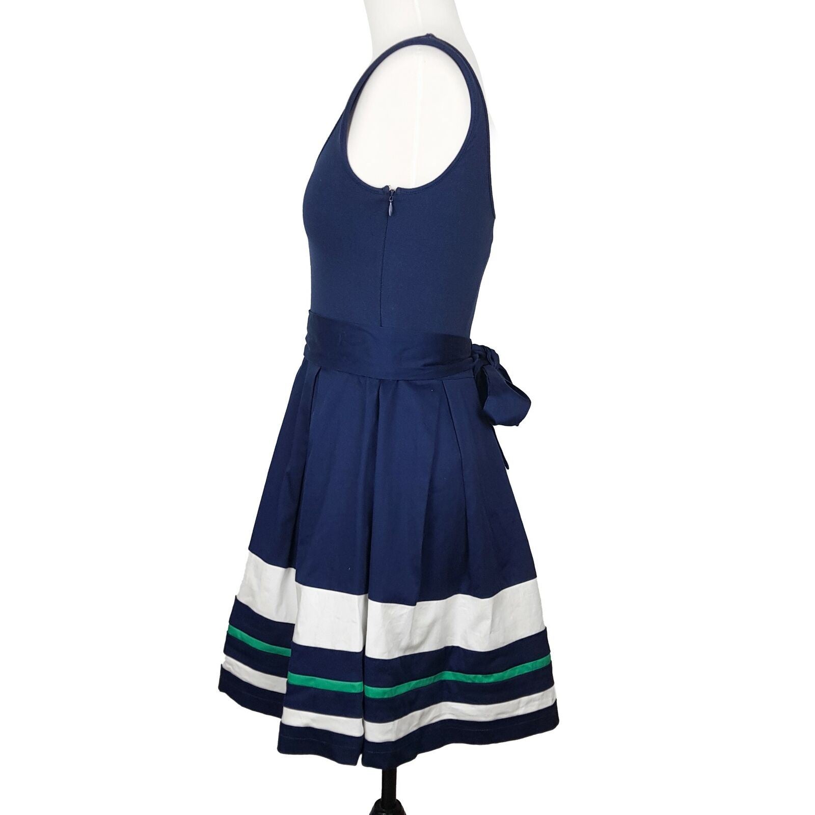 Forever New Mia Striped 2in1 Dress Navy Emerald Green White Knit Dresses A-Line