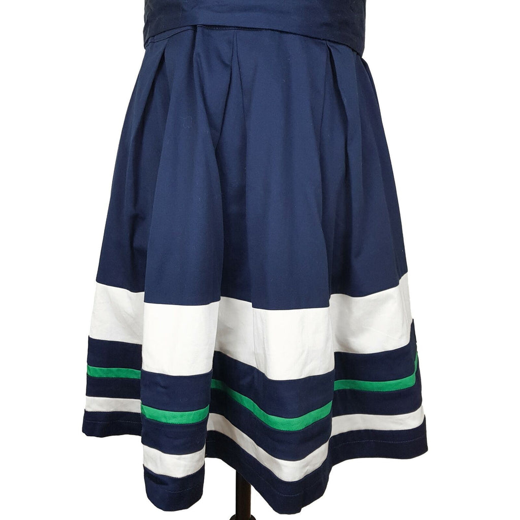 Forever New Mia Striped 2in1 Dress Navy Emerald Green White Knit Dresses A-Line