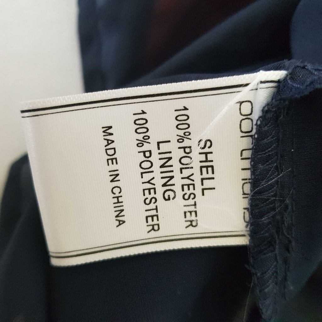 PORTMANS Navy Blue Pink A-Line Dress Business Corporate Wear Short Sleeves Belt