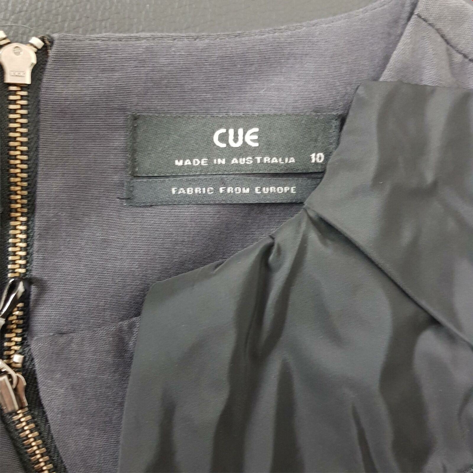 CUE Black Dress 10 Designer Party Cocktail Sleeveless Formal Ruffled Glam LBD