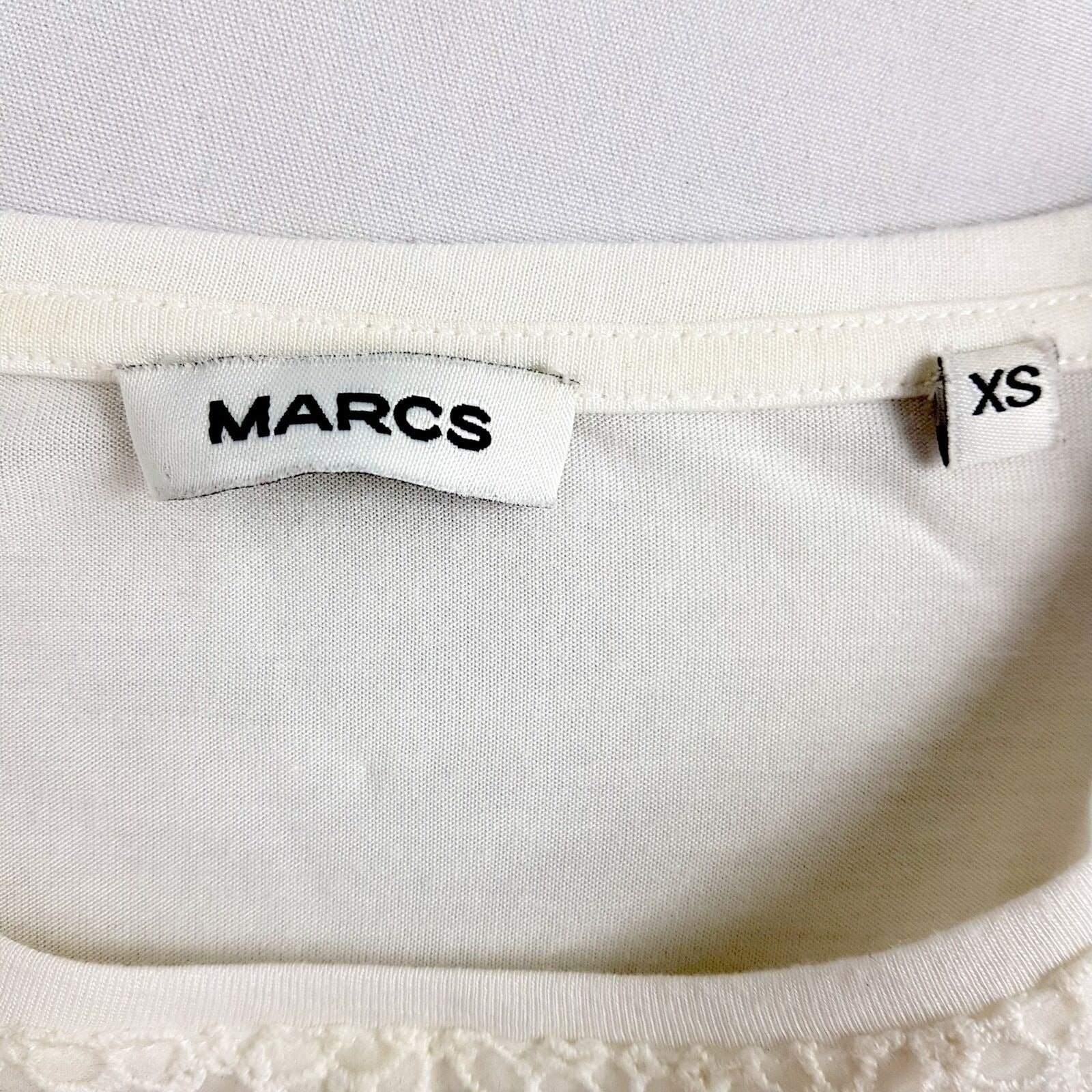 Marcs Tee Short Sleeve Striped Pullover Black White Round Neck Floral Crochet