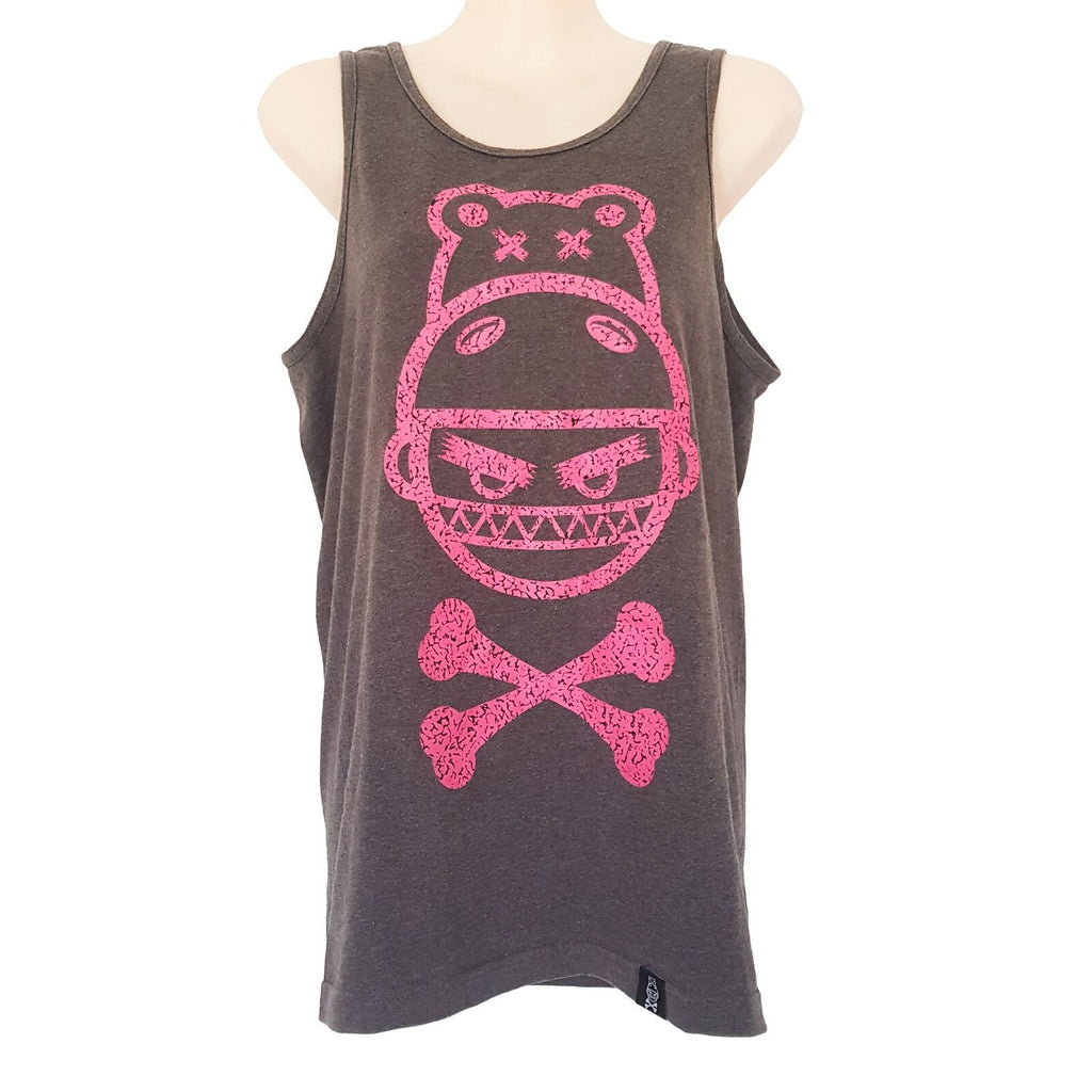 HIPPO ESTHETICS Men Women Unisex Grey Pink Sleeveless Rock Singlet Tank Top Tee