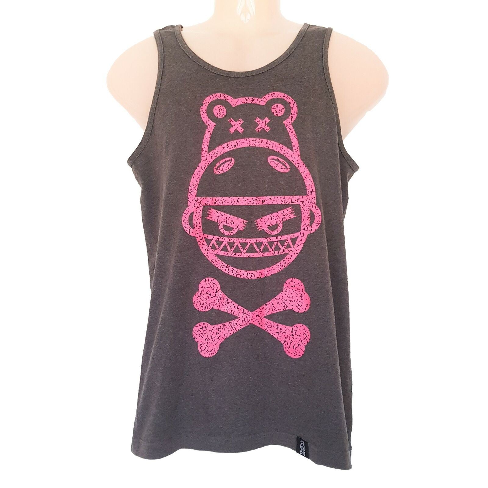 HIPPO ESTHETICS Men Women Unisex Grey Pink Sleeveless Rock Singlet Tank Top Tee