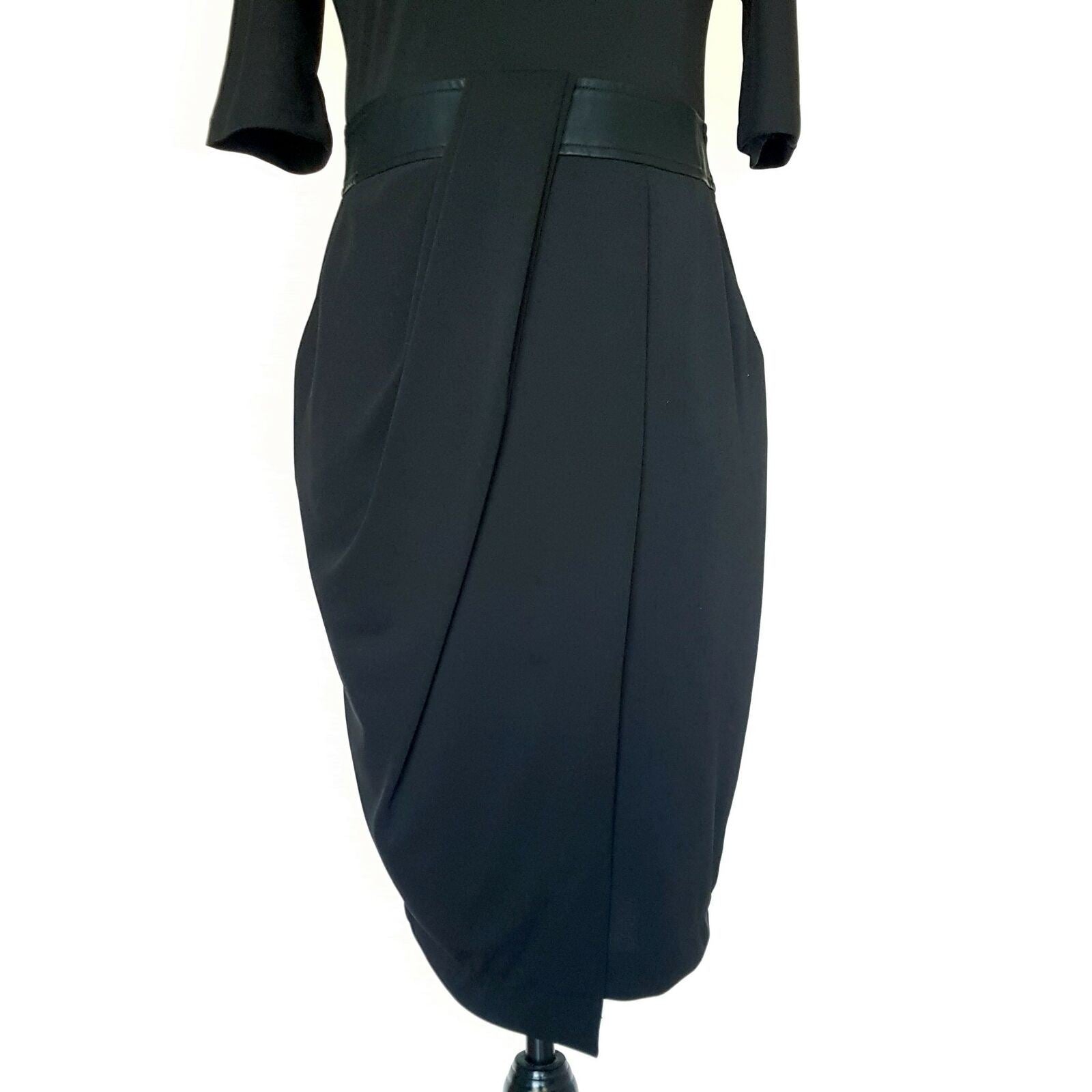 COUNTRY ROAD Black Midi Pencil Dress Size Small Half Sleeve Closure Workwear