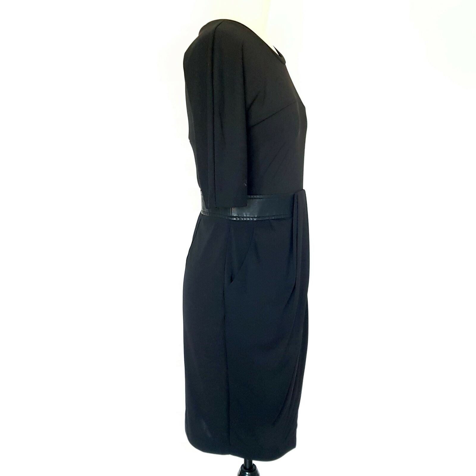 COUNTRY ROAD Black Midi Pencil Dress Size Small Half Sleeve Closure Workwear