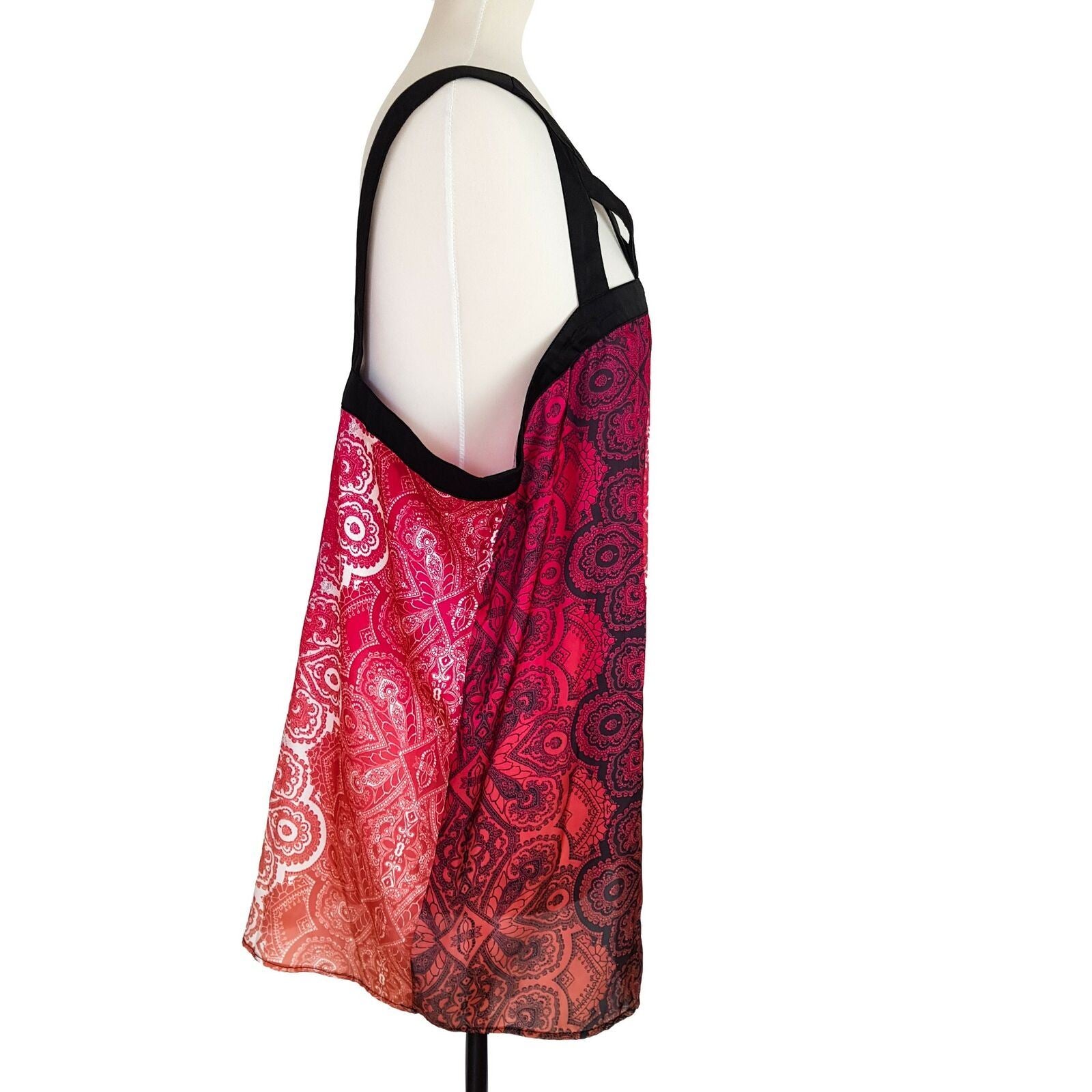 Katies Cutout Trapeze Ombre Paisley Top Blouse Party Cocktail Sleeveless Tunic
