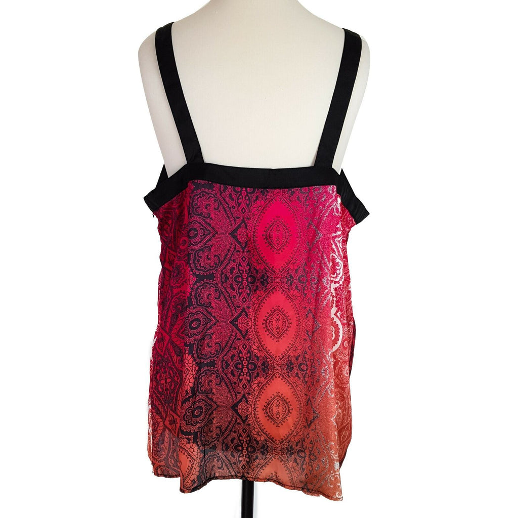 Katies Cutout Trapeze Ombre Paisley Top Blouse Party Cocktail Sleeveless Tunic