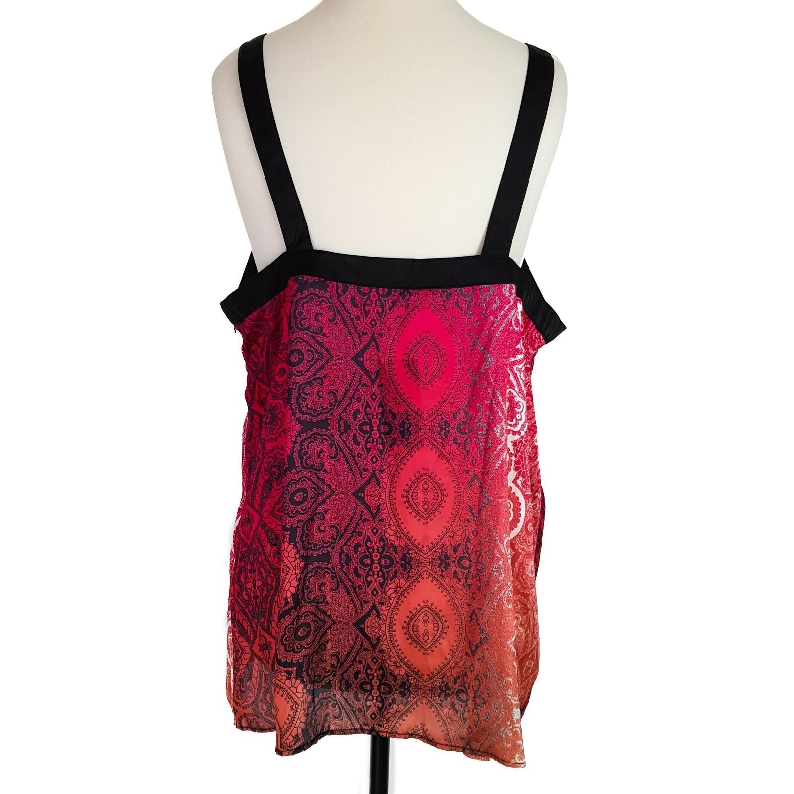 Katies Cutout Trapeze Ombre Paisley Top Blouse Party Cocktail Sleeveless Tunic