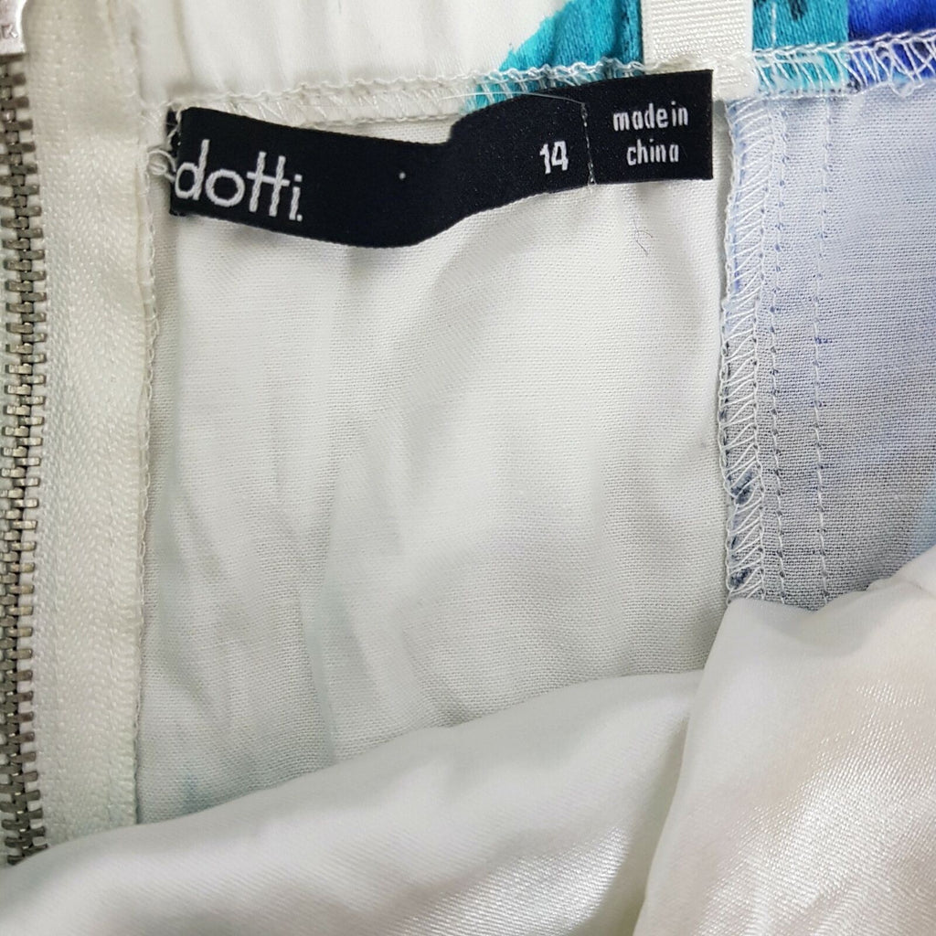 Dotti Tube Strapless Sheath Fit & Flare Dress Sweetheart Floral Blue White 14