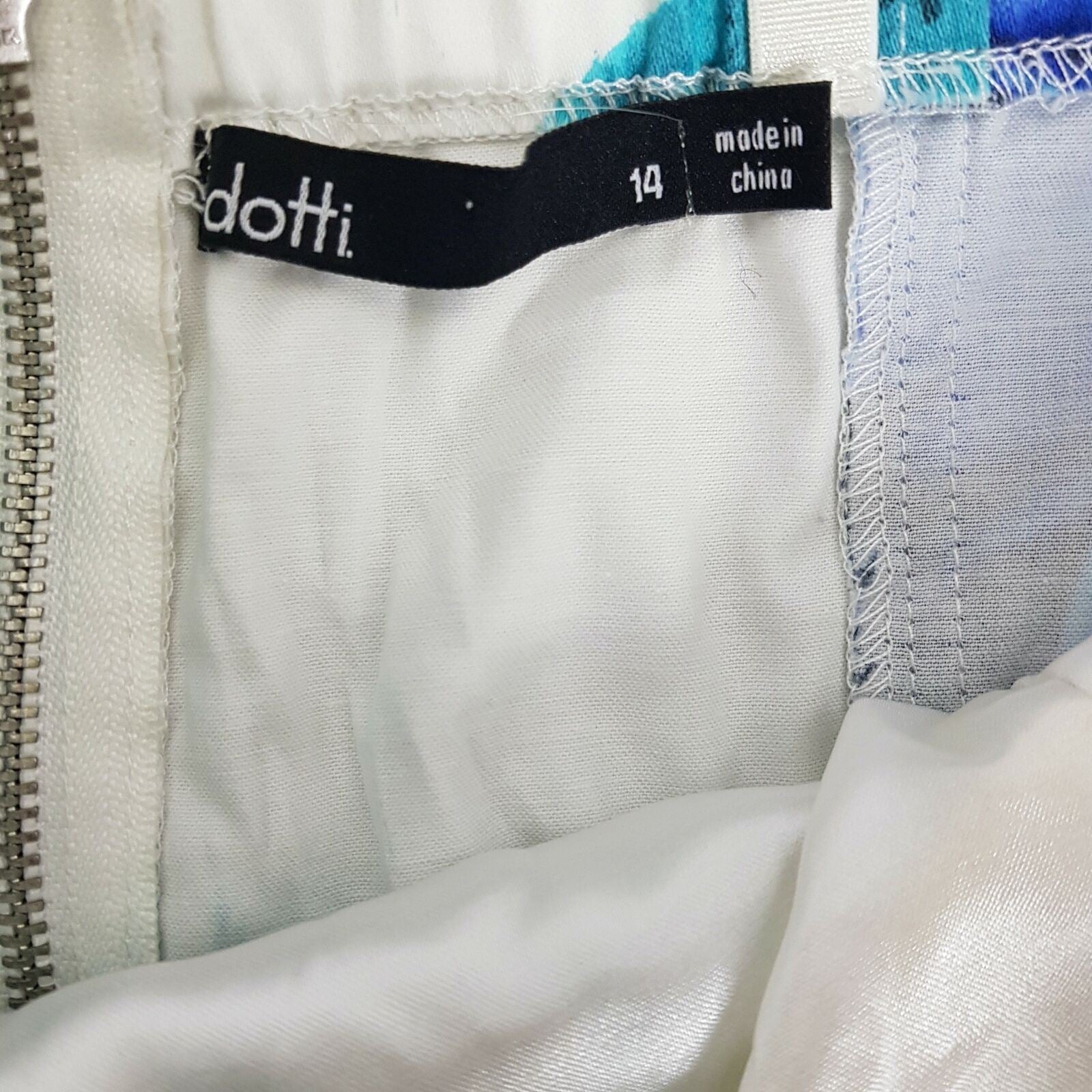 Dotti Tube Strapless Sheath Fit & Flare Dress Sweetheart Floral Blue White 14