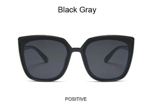 Black Gray Cat Eye Women's Vintage Fashion Big Frame Sunglasses UV400 Lens BNWT